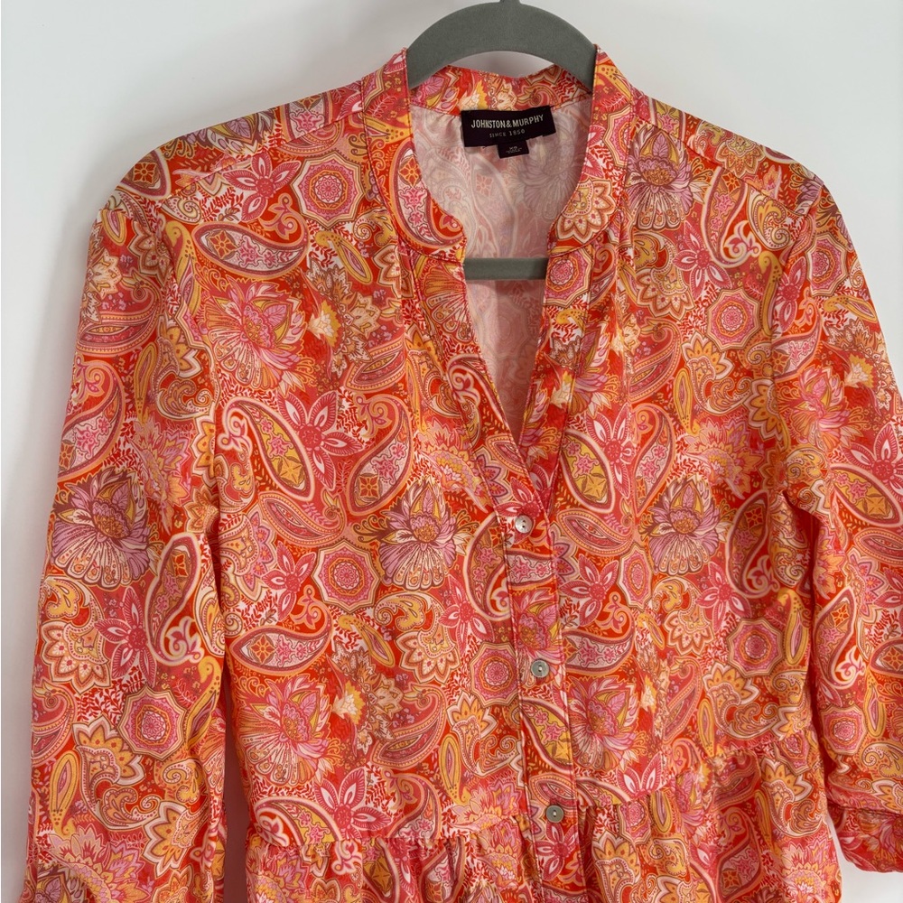 Johnstone & Murphy Paisley Print Button Shirt Dress - Picture 9 of 11